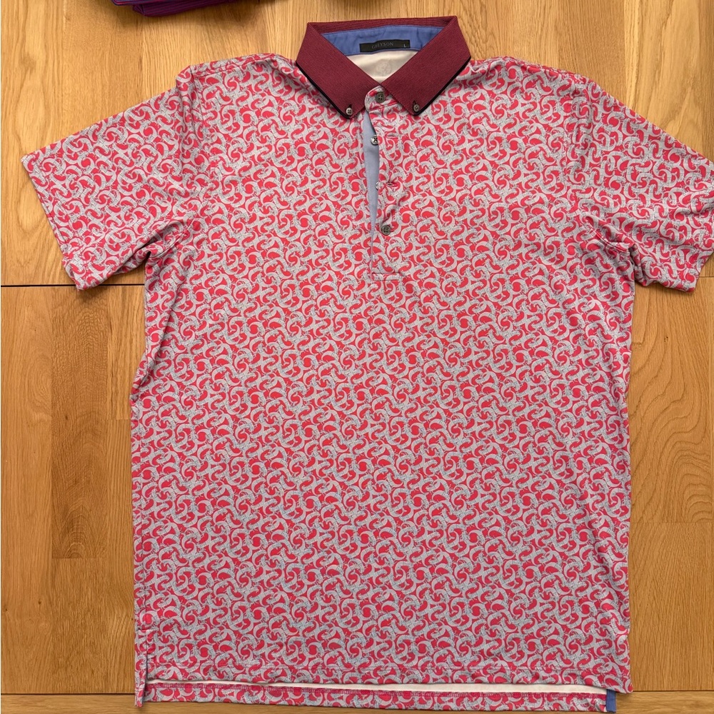 Greyson Red and White Patterned Polo Shirt